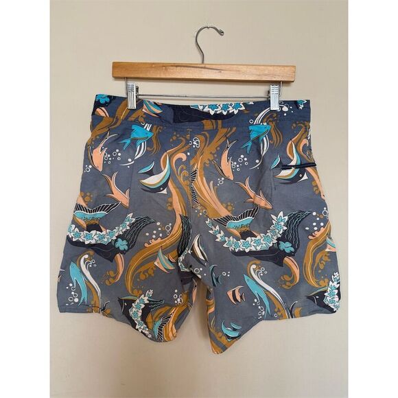 Patagonia Men’s Minimalist Wavefarer Board Shorts 33 Paradise Fish Glass Blue - Picture 2 of 8